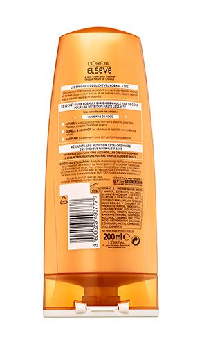 Balsam med kokos Demelant Elvital Extraordinary Oil Baksida Packshot