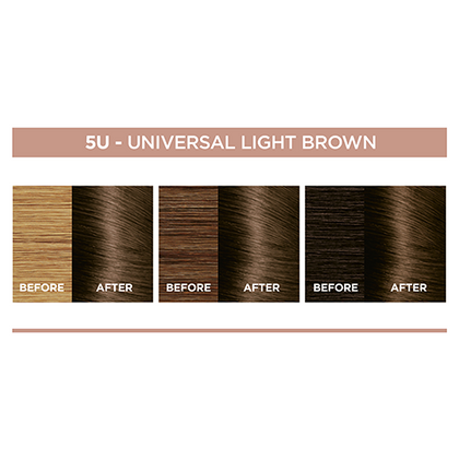 OAP HAIRCOLOR EXCELLENCE CREME NUDES BEFORE AFTER MECHE 5U UNIVERSAL LIGHT BROWN