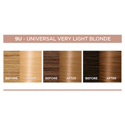 OAP HAIRCOLOR EXCELLENCE CREME NUDES BEFORE AFTER MECHE 9U UNIVERSAL VERY LIGHT BLONDE